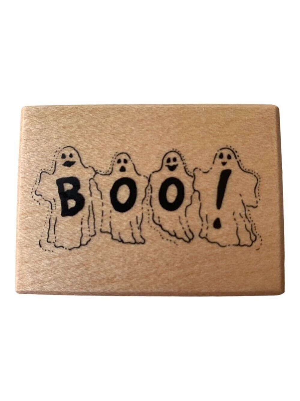 PSX Designs Boo Ghost Wood Mounted Rubber Stamp Word D-948 Spooky Halloween